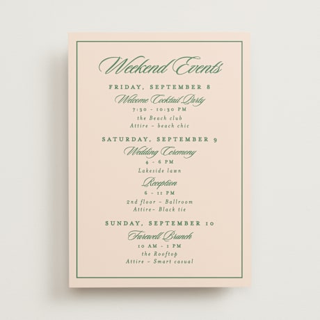Wedding Weekend Itinerary Cards