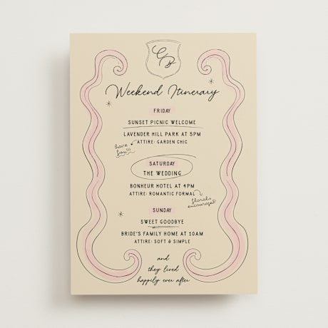 Wedding Weekend Itinerary Cards