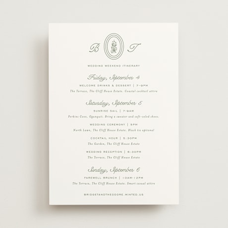 Wedding Weekend Itinerary Cards