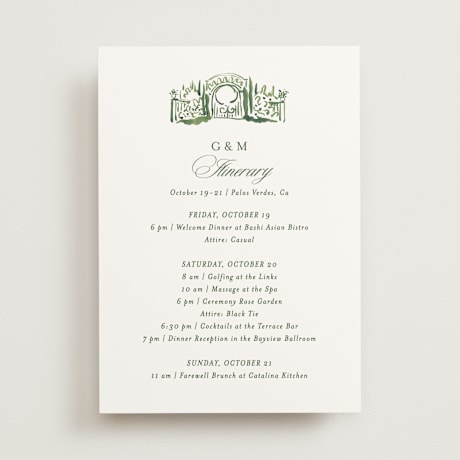 Wedding Weekend Itinerary Cards