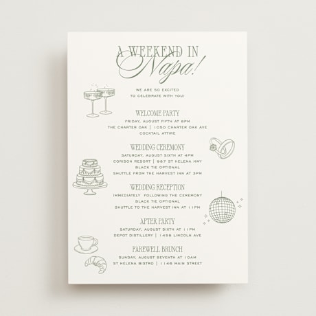Wedding Weekend Itinerary Cards