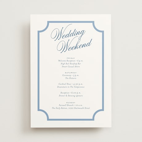 Wedding Weekend Itinerary Cards