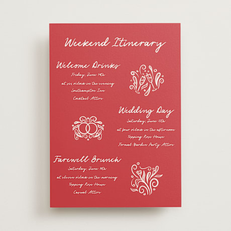 Wedding Weekend Itinerary Cards