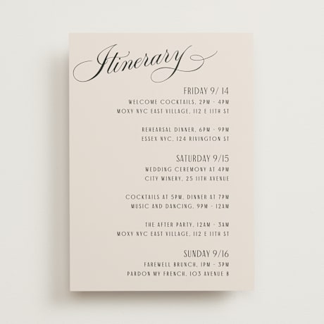 Wedding Weekend Itinerary Cards