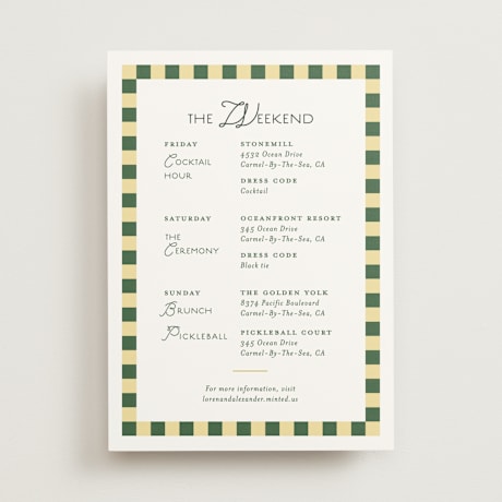 Wedding Weekend Itinerary Cards
