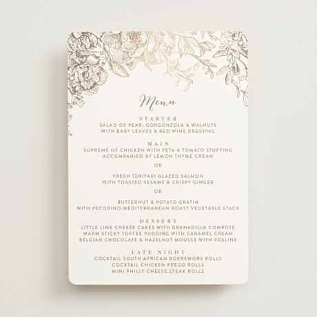 Foil-Pressed Menus