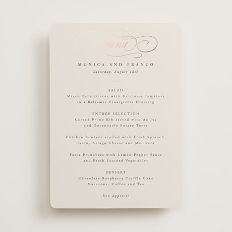 Foil-Pressed Menus