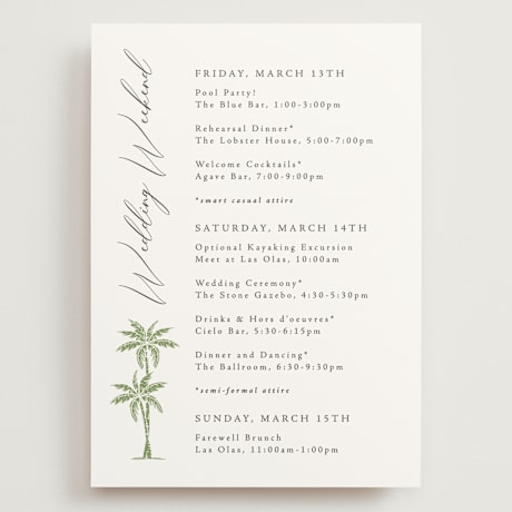 Grand Wedding Weekend Itinerary Cards