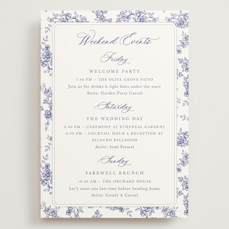 Grand Wedding Weekend Itinerary Cards