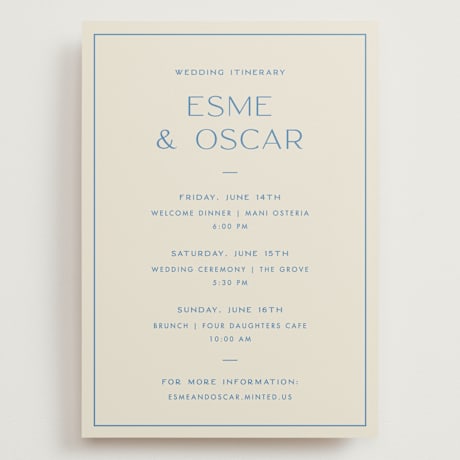 Grand Wedding Weekend Itinerary Cards