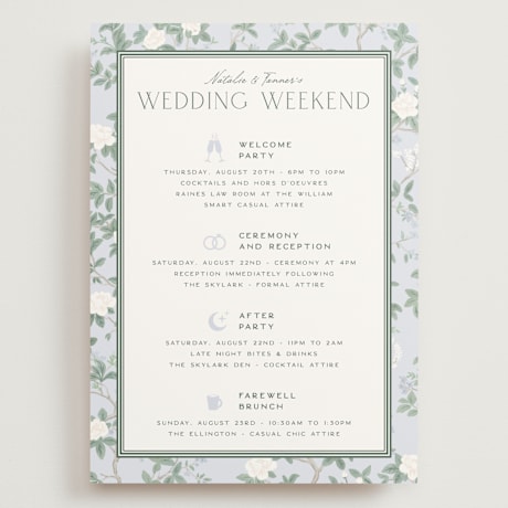Grand Wedding Weekend Itinerary Cards