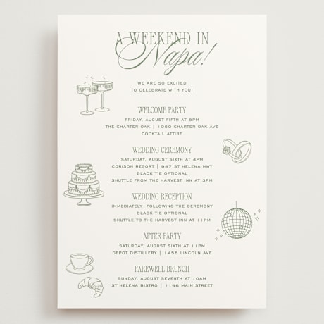 Grand Wedding Weekend Itinerary Cards