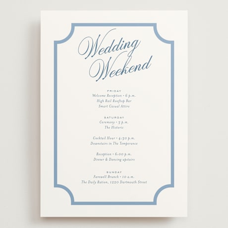 Grand Wedding Weekend Itinerary Cards