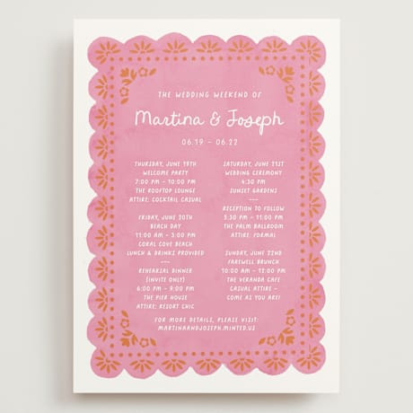 Grand Wedding Weekend Itinerary Cards