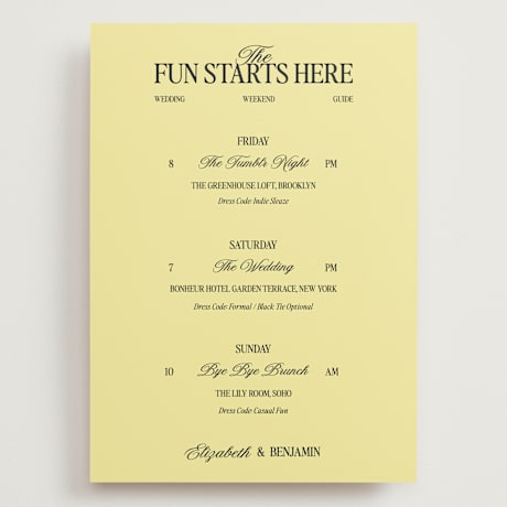 Grand Wedding Weekend Itinerary Cards