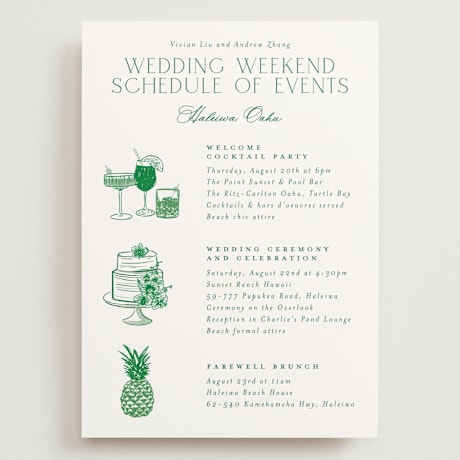 Grand Wedding Weekend Itinerary Cards