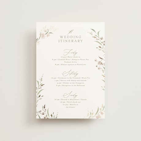 Foil-Pressed Petite Wedding Weekend Itinerary Cards