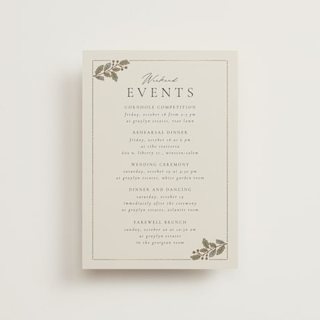 Foil-Pressed Petite Wedding Weekend Itinerary Cards