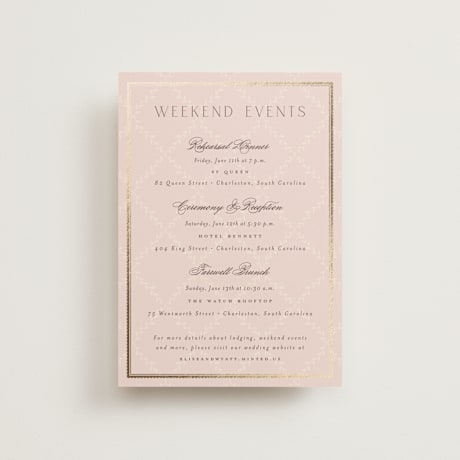 Foil-Pressed Petite Wedding Weekend Itinerary Cards