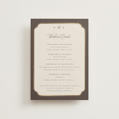 Foil-Pressed Petite Wedding Weekend Itinerary Cards