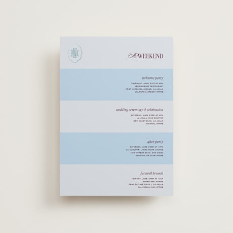 Foil-Pressed Petite Wedding Weekend Itinerary Cards