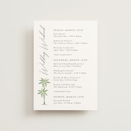 Petite Wedding Weekend Itinerary Cards