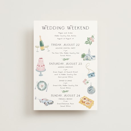 Petite Wedding Weekend Itinerary Cards