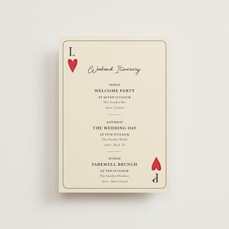 Petite Wedding Weekend Itinerary Cards