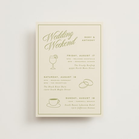 Petite Wedding Weekend Itinerary Cards