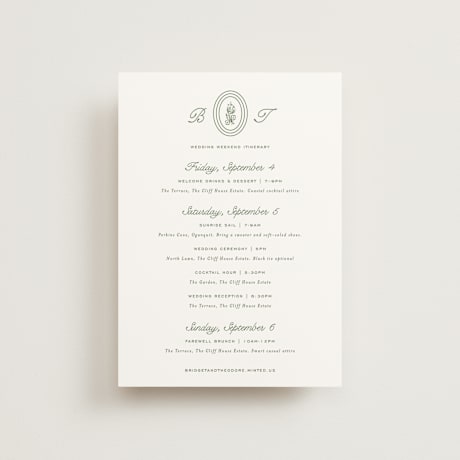 Petite Wedding Weekend Itinerary Cards