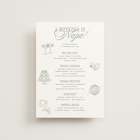 Petite Wedding Weekend Itinerary Cards