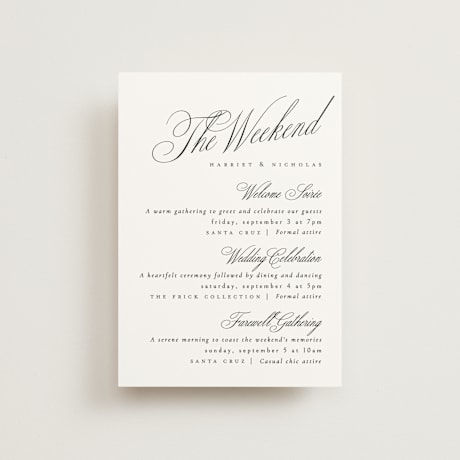 Petite Wedding Weekend Itinerary Cards
