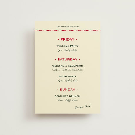 Petite Wedding Weekend Itinerary Cards
