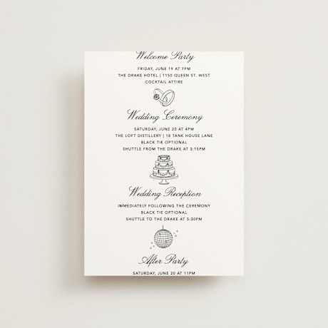 Petite Wedding Weekend Itinerary Cards
