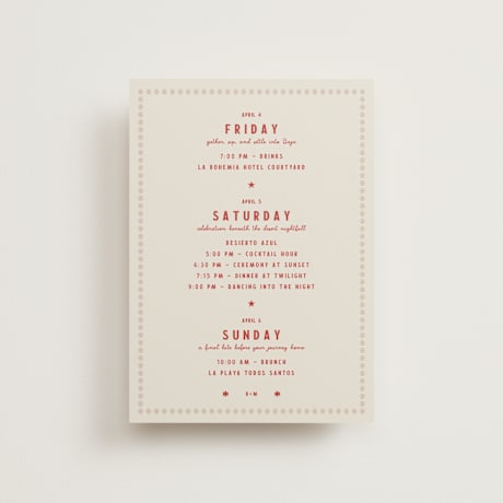 Petite Wedding Weekend Itinerary Cards