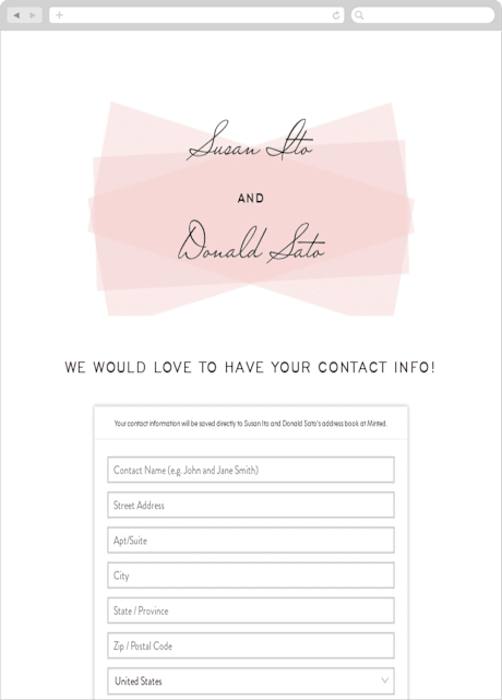 Digital Wedding Address Collection Cards