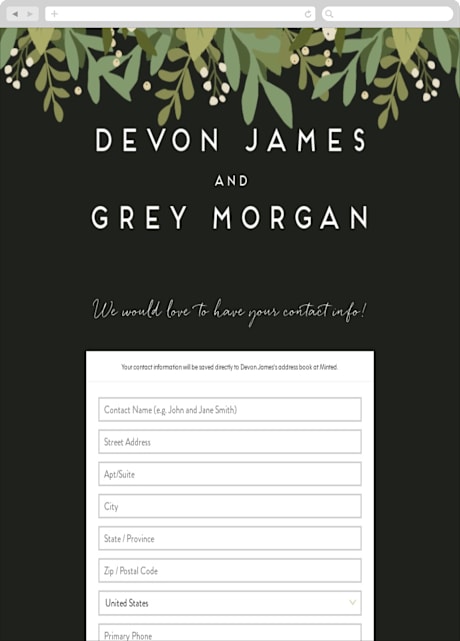 Digital Wedding Address Collection Cards