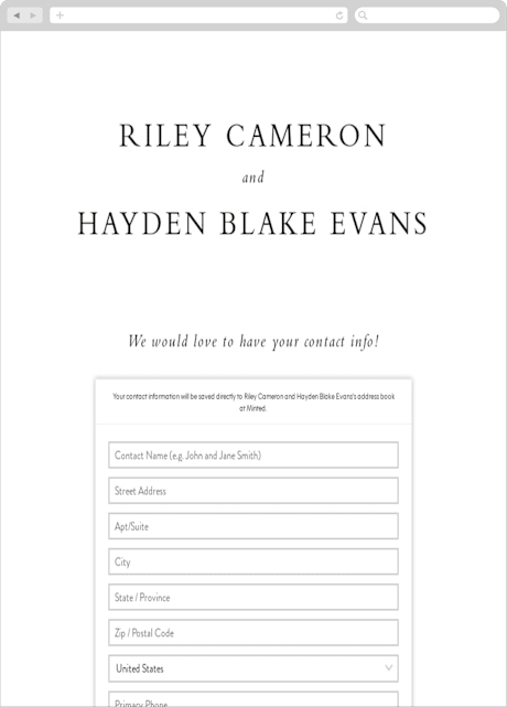 Digital Wedding Address Collection Cards