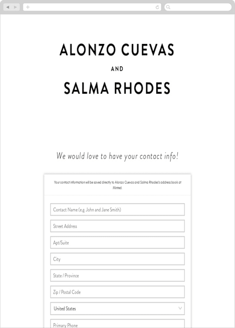 Digital Wedding Address Collection Cards