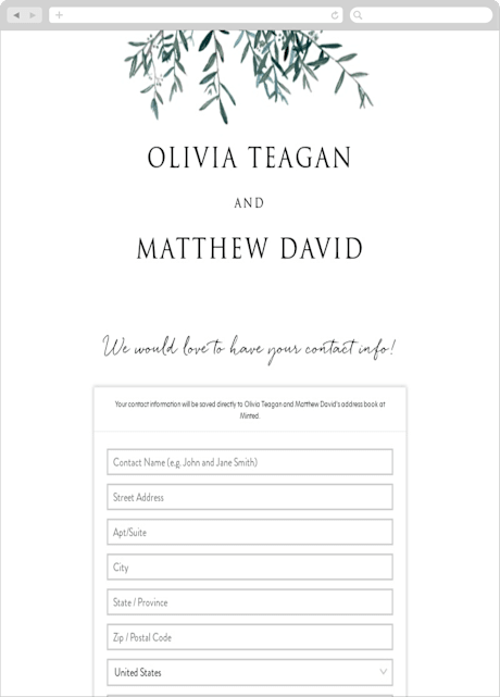 Digital Wedding Address Collection Cards