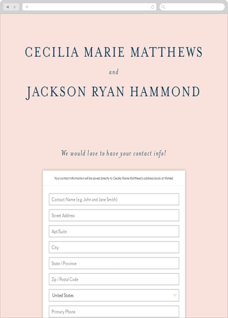 Digital Wedding Address Collection Cards
