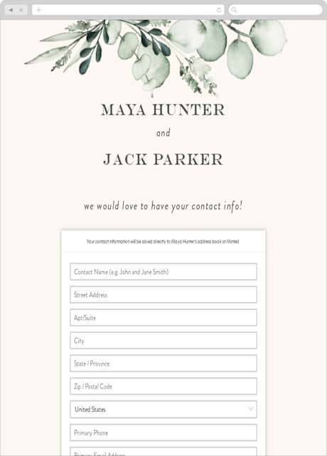 Digital Wedding Address Collection Cards