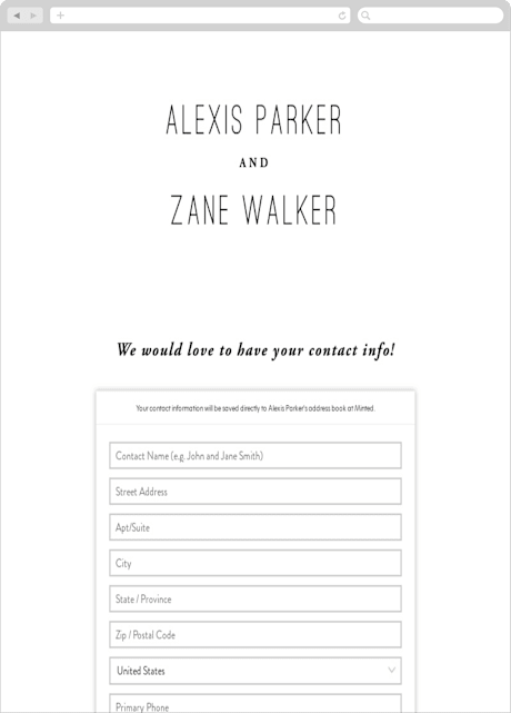 Digital Wedding Address Collection Cards