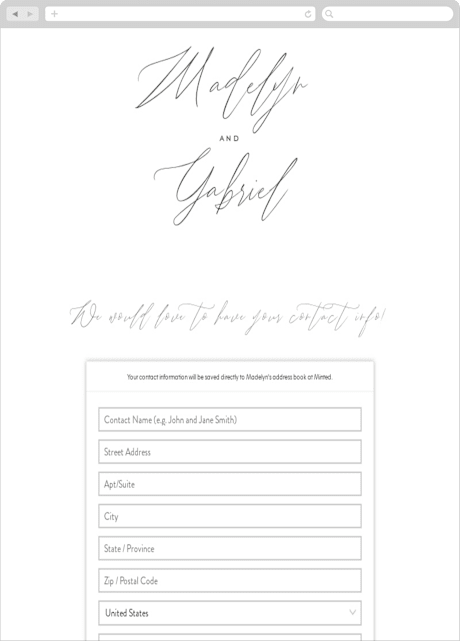 Digital Wedding Address Collection Cards
