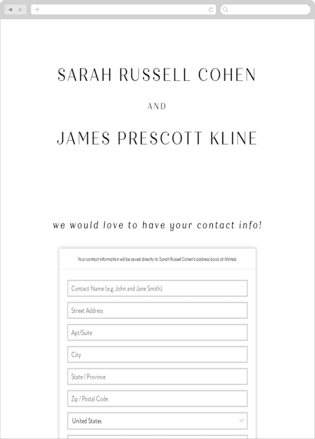 Digital Wedding Address Collection Cards