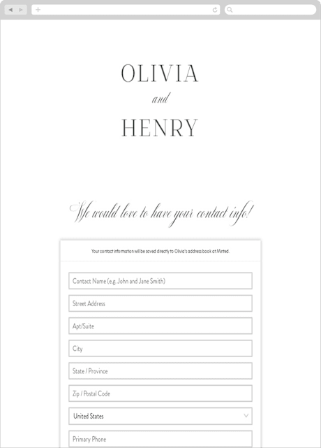 Digital Wedding Address Collection Cards