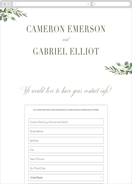 Digital Wedding Address Collection Cards