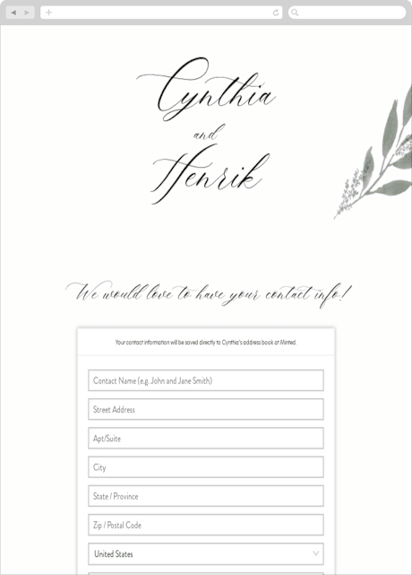 Digital Wedding Address Collection Cards