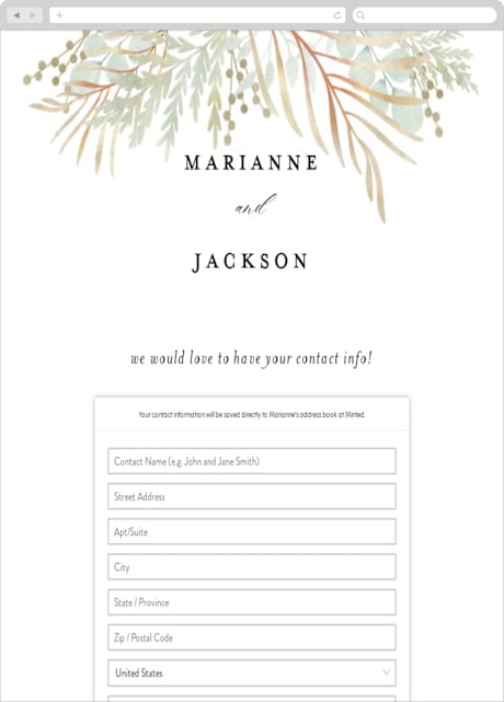 Digital Wedding Address Collection Cards
