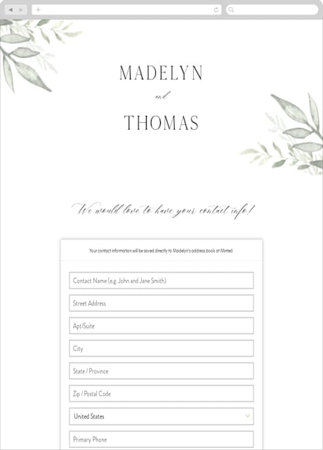 Digital Wedding Address Collection Cards